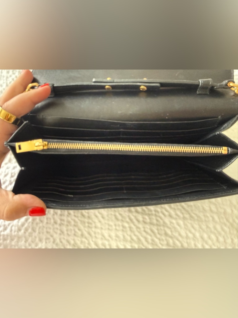 Saint Laurent Black Patent Leather with Gold YSL Emblem - Picture 5 of 6